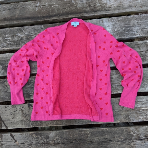 CeCe pink hearts button up cardigan sweater Jennifer's Body Barbie y2k style - Picture 2 of 9